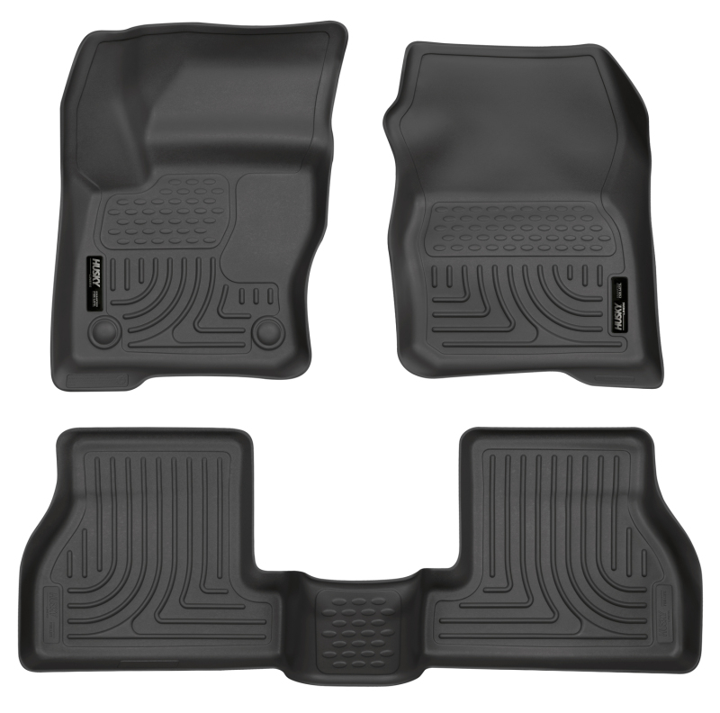 Ford Focus Floor Liners - Front + Rear - Husky Liners - WeatherBeater Combo - Black - 2012